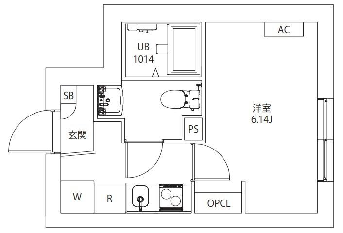 AXIA M-CITY武蔵小山(1K/2階)の間取り写真