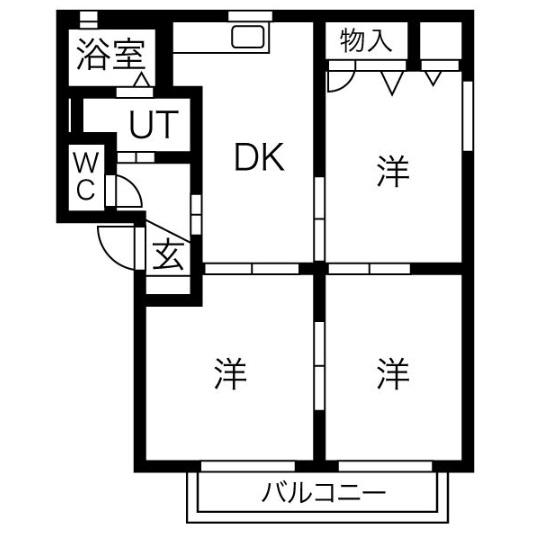 アーバン21 B(3DK/1階)の間取り写真