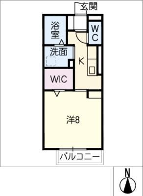 フルール黒野(1K/1階)の間取り写真