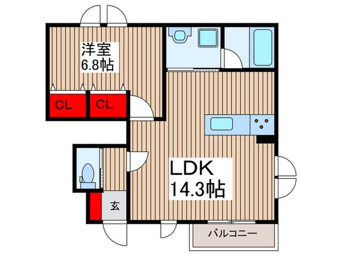 WINDSOR COURT ノース(1LDK/1階)の間取り写真