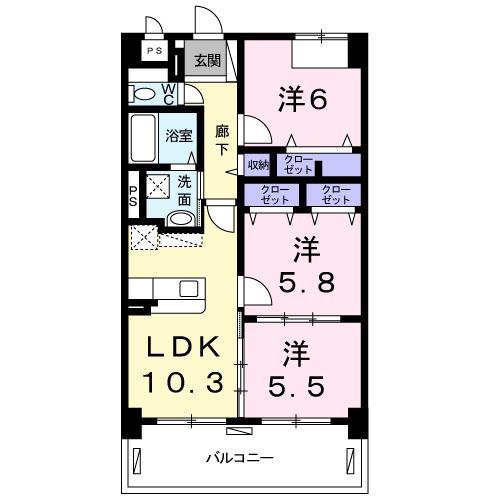 エテルノ・パラッツオ K(3LDK/4階)の間取り写真