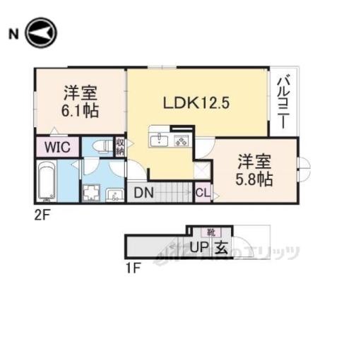 シェル ドゥ サツキⅡ(2LDK/2階)の間取り写真