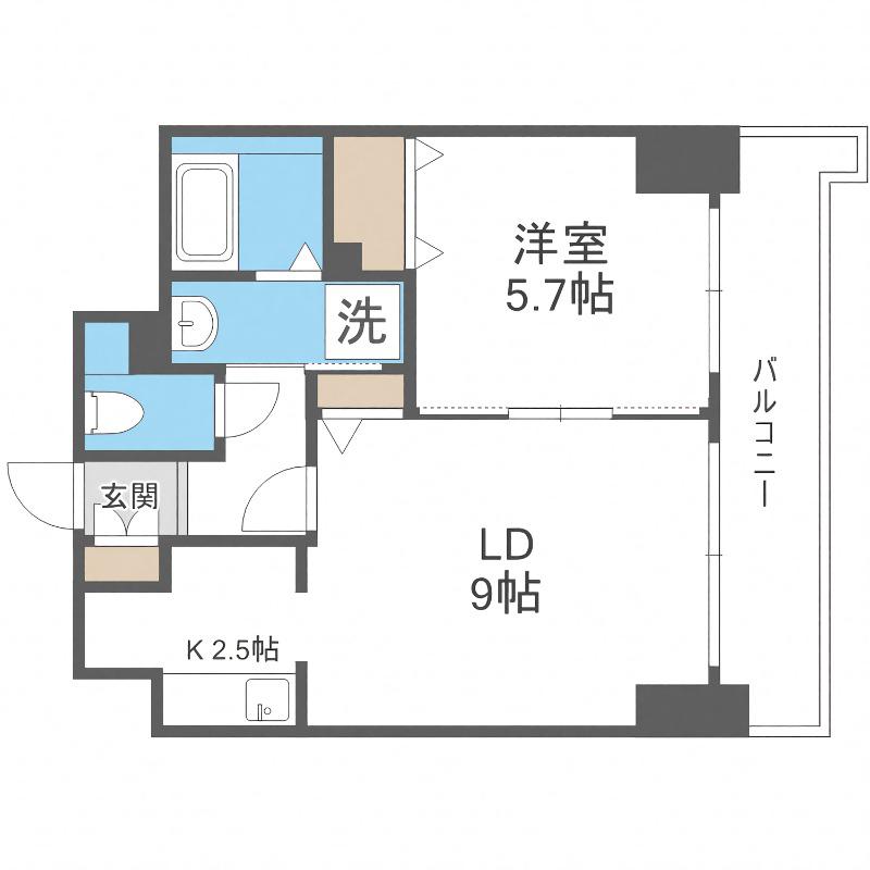 ティアラタワー中島倶楽部(1LDK/9階)の間取り写真