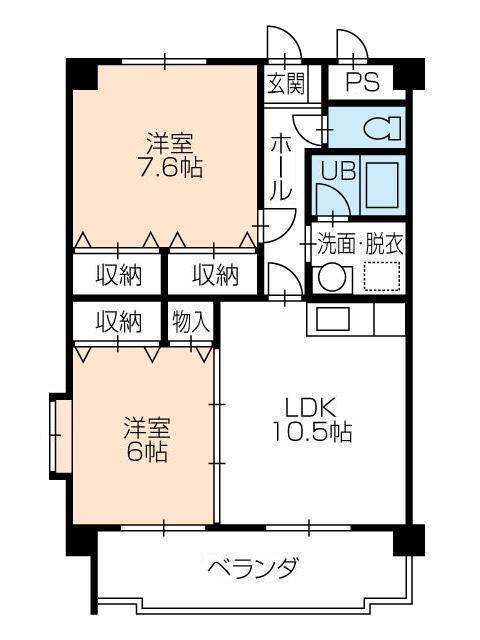 ウィンフィールド曙(2LDK/2階)の間取り写真