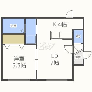 ルミエール西岡(1LDK/1階)の間取り写真