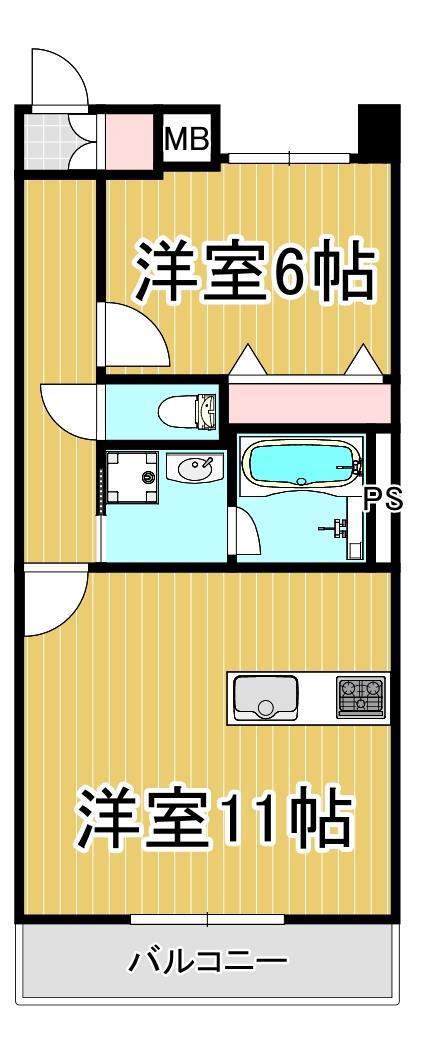 ルミエール(1LDK/2階)の間取り写真