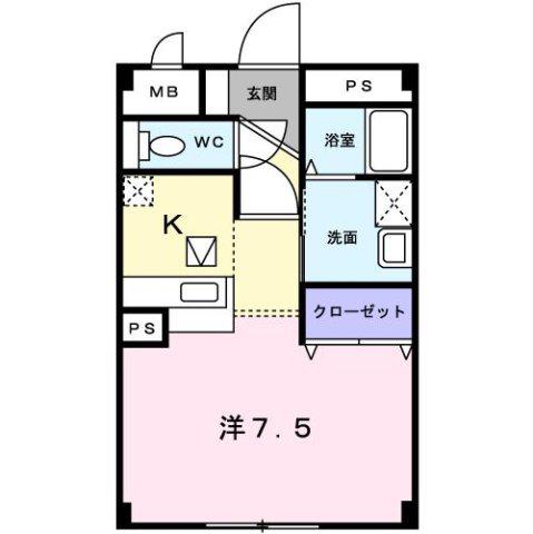 メゾン・エトワールII(1K/1階)の間取り写真