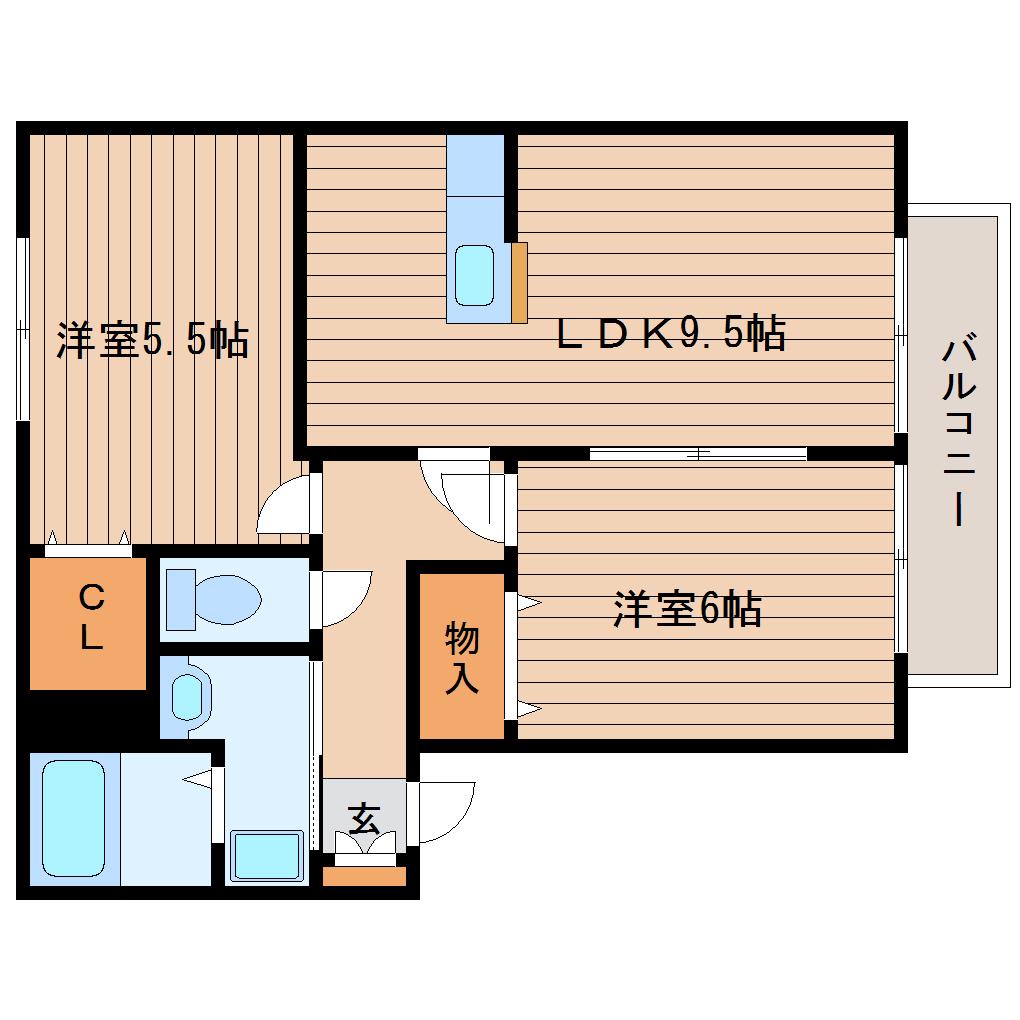 コートアフィニティ(2LDK/2階)の間取り写真