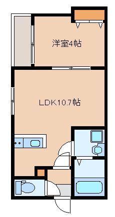 リテラ空港前II(1LDK/2階)の間取り写真