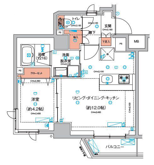 ハーモニーレジデンス東京羽田スカイブリッジ(1LDK/2階)の間取り写真