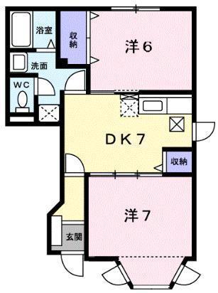 グリーンコート東館B(2DK/1階)の間取り写真