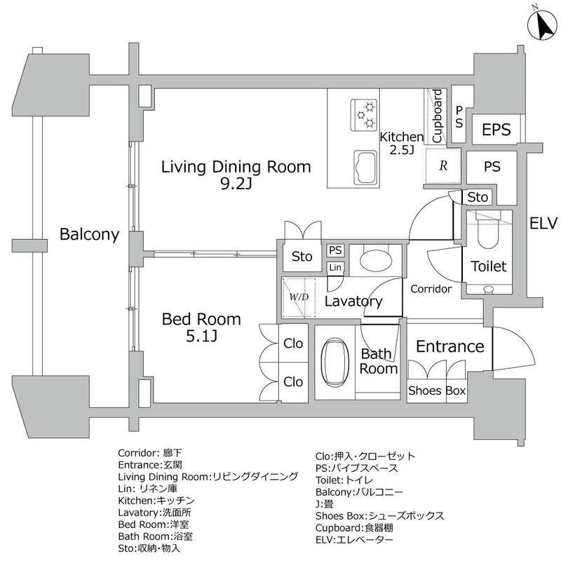 ザ・パークハウス南麻布(1LDK/8階)の間取り写真