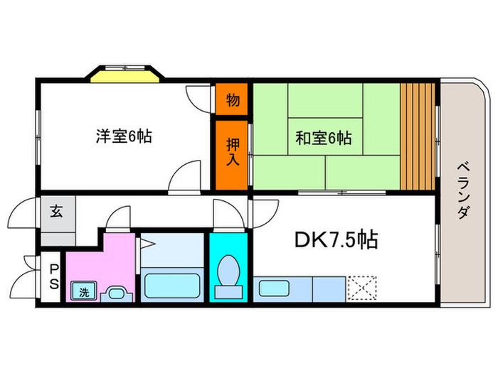 フォルセ桂(2DK/4階)の間取り写真