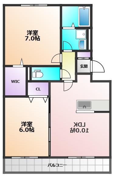 セント光ヶ丘II(2LDK/1階)の間取り写真