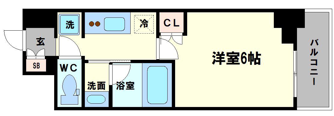 クレストコート靱公園 THE CLASS(1K/11階)の間取り写真