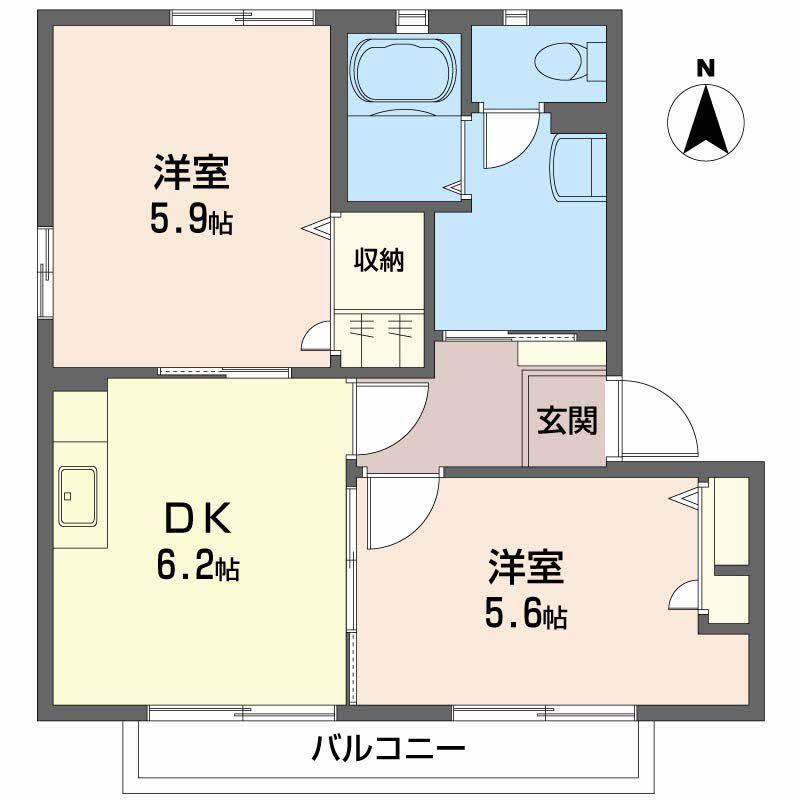 ヴィラージュマルイA(2DK/1階)の間取り写真
