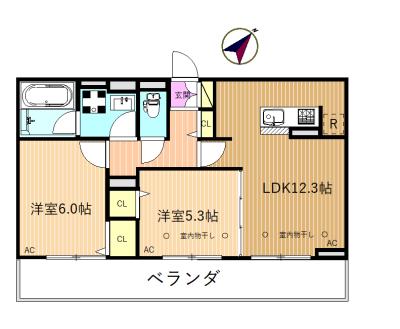 ルミエールK(2LDK/2階)の間取り写真