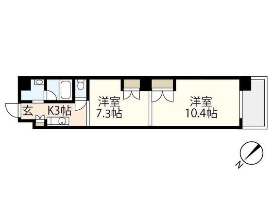 ル・クール上幟町(2K/4階)の間取り写真