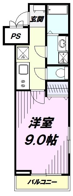 シャトーライフ立川I(1K/3階)の間取り写真