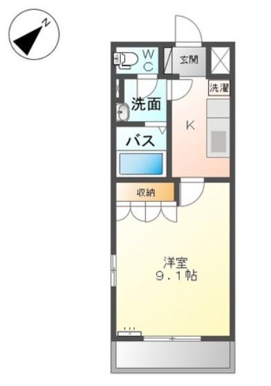 ソレイユ(1K/1階)の間取り写真