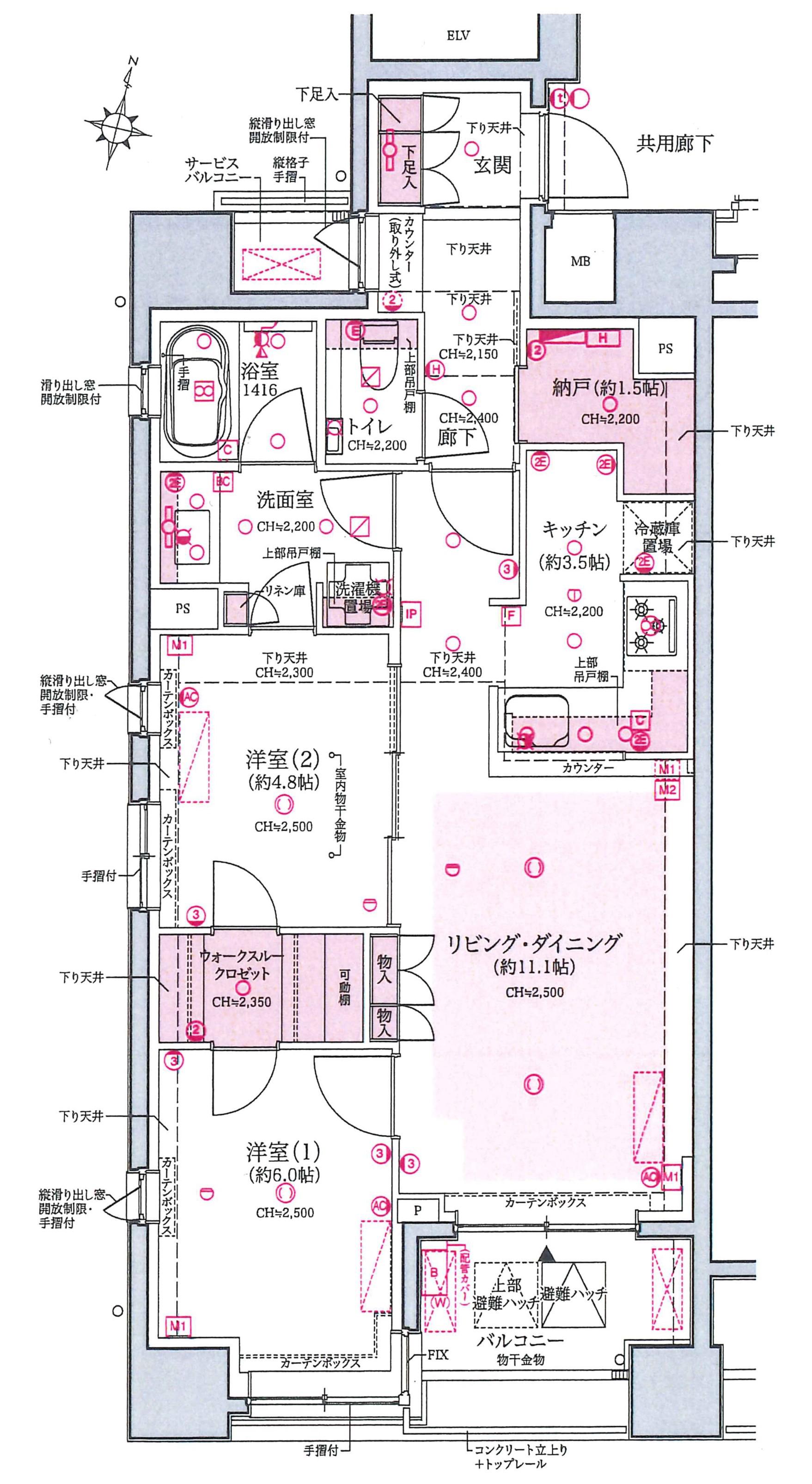 クレヴィア本郷春日ステーションフロント(2LDK/4階)の間取り写真