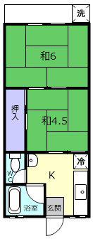 栢本ハイツ(2K/1階)の間取り写真