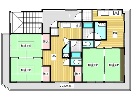池上コーポ(2K/3階)の間取り写真