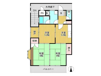 コーポ松本(3DK/2階)の間取り写真