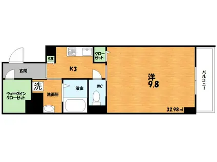 ラ・ヴァルス(1K/2階)の間取り写真