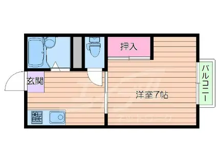 ハイツ豊津荘1(1K/1階)の間取り写真