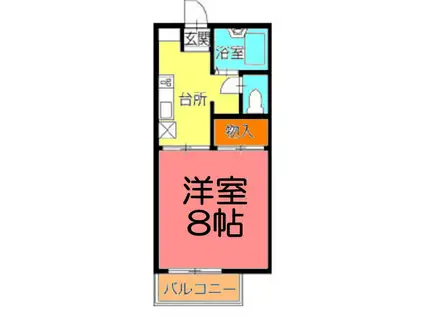 ルーブル美野(1K/2階)の間取り写真