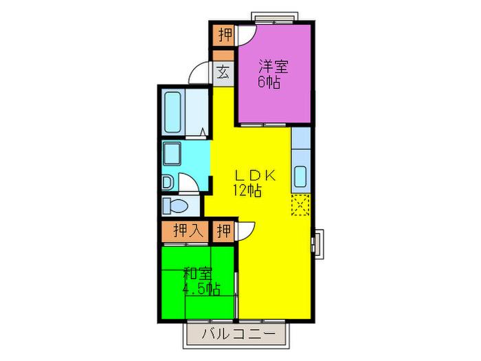 コーポ西村(2LDK/2階)の間取り写真