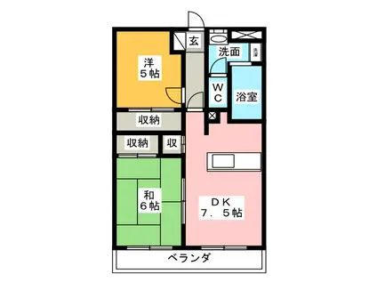 ルインズワタナベ(2LDK/3階)の間取り写真