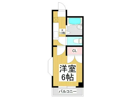 ハニービル(1K/2階)の間取り写真