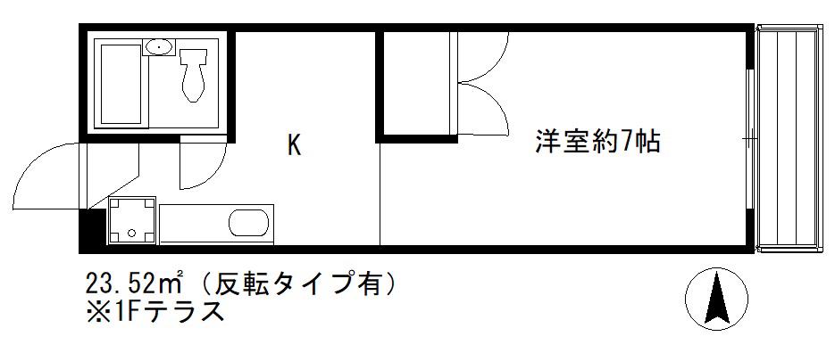 パーシモンヒル(1K/2階)の間取り写真