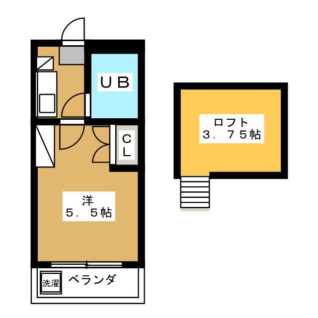 ジュネパレス津田沼第27(1K/2階)の間取り写真