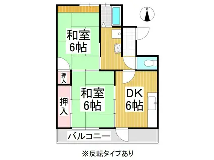市村コーポ第一(2K/2階)の間取り写真