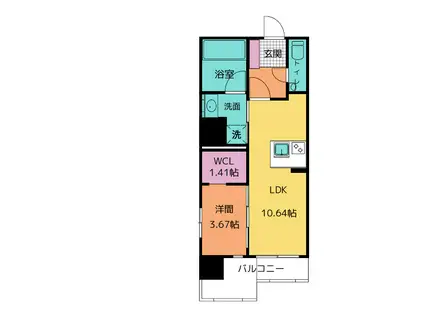 真砂町ソプラ(1LDK/3階)の間取り写真