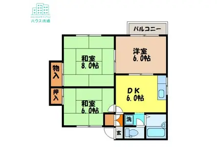 ハイツパルス(3DK/1階)の間取り写真