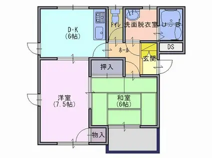 やくおうビレッジA(2DK/2階)の間取り写真