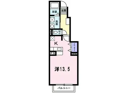 ソレアードC棟(ワンルーム/1階)の間取り写真