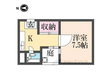 コートハウス森(1K/1階)の間取り写真