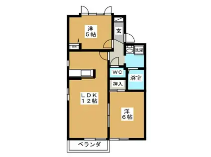 サンハイツ栄 A(2LDK/2階)の間取り写真