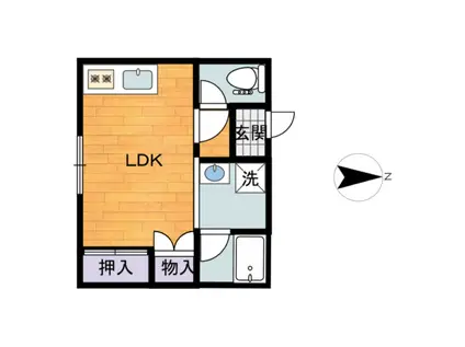 MSミツウロコ(ワンルーム/1階)の間取り写真