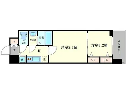 エスレジデンス日本橋QUALIER(2K/6階)の間取り写真