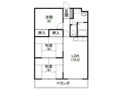マンション歩(3LDK/1階)の間取り写真