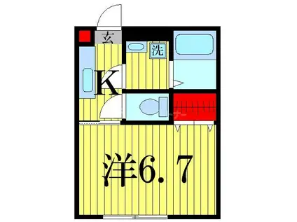 グランバリエ・Ⅱ(1K/1階)の間取り写真