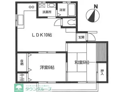 フラワー湘南(2LDK/2階)の間取り写真