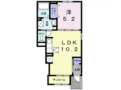 ヒルサイドオオツカ(1LDK/1階)の間取り写真