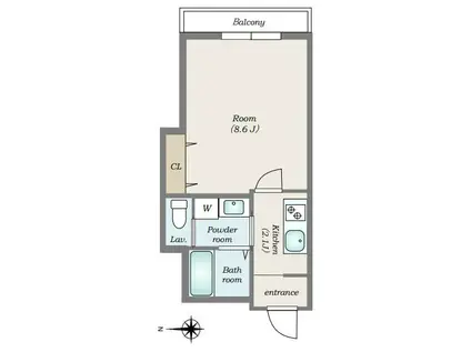 白金リッジ(1K/3階)の間取り写真